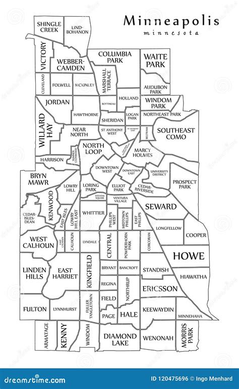 Modern City Map - Minneapolis Minnesota City Of The USA With ...