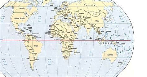 World Map With Equator Photo map world equator line countries sixth ...