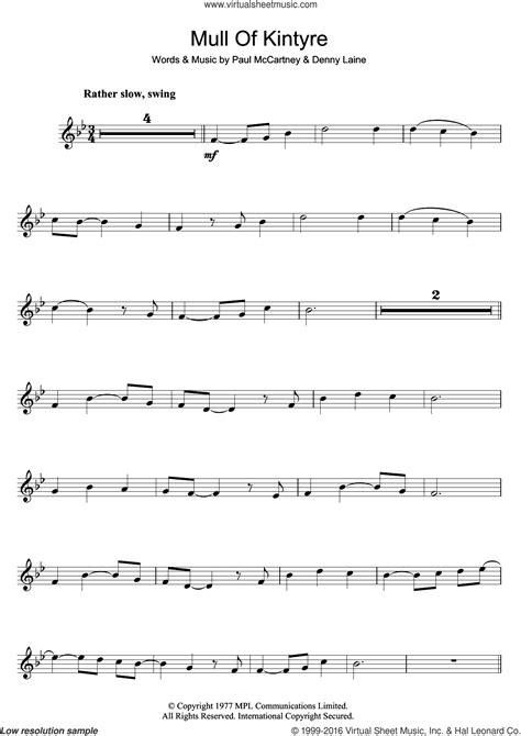 Mull Of Kintyre sheet music for flute solo (PDF-interactive)