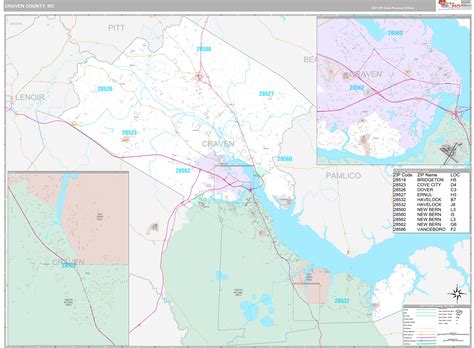 Craven County, NC Wall Map Premium Style by MarketMAPS - MapSales