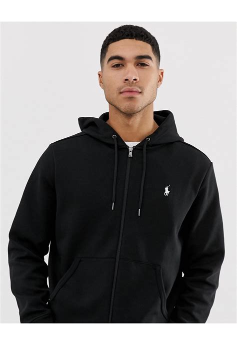 Polo Ralph Lauren Player Logo Full Zip Hoodie in Black for Men | Lyst