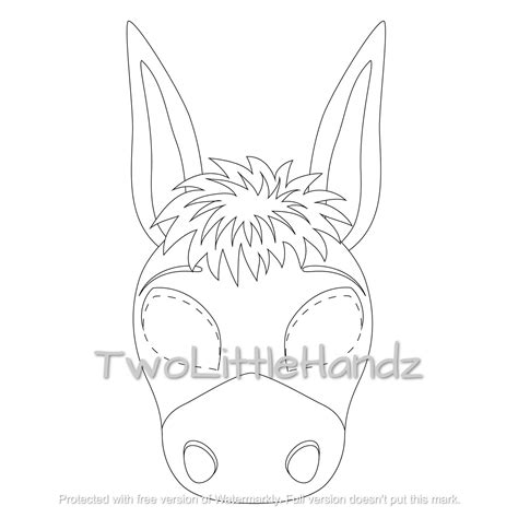 Donkey Printable Mask Animal Masks for Kids Party Printable Coloring ...