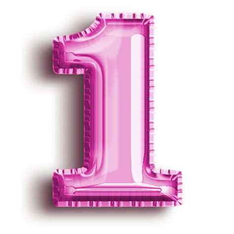 Number 1 metallic pink number balloon. Airfoil filled number illustration isolated on ...