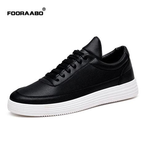 Fooraabo Luxury Brand Men Shoes Leather Casual Black Shoes Mens ...