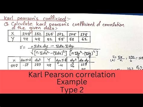 Karl pearson coefficient of correlation - YouTube