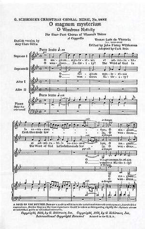 Tomás Luis de Victoria: O Magnum Mysterium - O Great Mystery | Presto Sheet Music