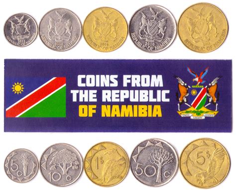 5 Namibian Coins. Different Collectible Money From Africa. Old Foreign ...