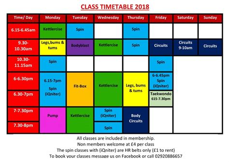 class timetable 2018 pic - Quest Fitness