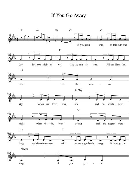 IF YOU GO AWAY Sheet music | Download free in PDF or MIDI | Musescore.com