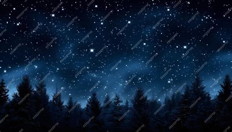 Premium AI Image | A starry night sky with silhouettes of trees