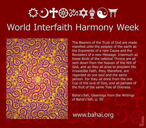 World Interfaith Harmony Week Bahai Quotes, Exponents, Spiritual Growth, Banner Design, Picture ...