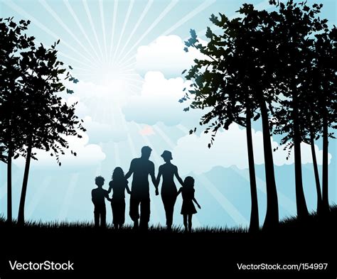 Family walking silhouette Royalty Free Vector Image