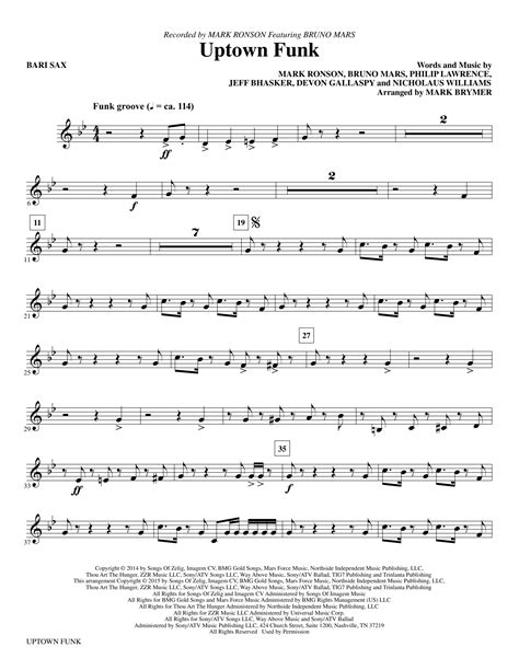 Uptown Funk - Baritone Sax by Mark Brymer Sheet Music for Choir ...