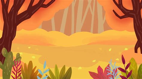 Autumn Cartoon Forest Minimalist Design Background, Fall, Autumn, Cartoon Background Image And ...