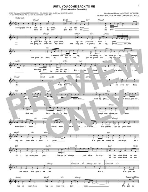 Until You Come Back To Me (That's What I'm Gonna Do) by Aretha Franklin Sheet Music for Lead ...