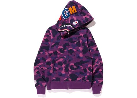 BAPE Color Camo Shark Full Zip Hoodie Purple