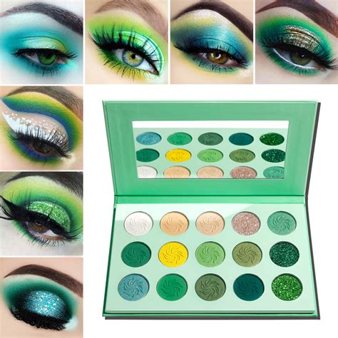 Buy Afflano Green Eyeshadow Palette, Green Glitter Eyeshadow Highly Pigmented, Forest Emerald ...