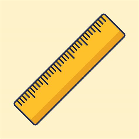 Cute yellow ruler cartoon icon vector illustration. Education icon ...