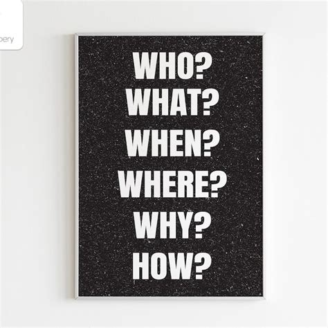 Who What When Where Why Posters - Etsy