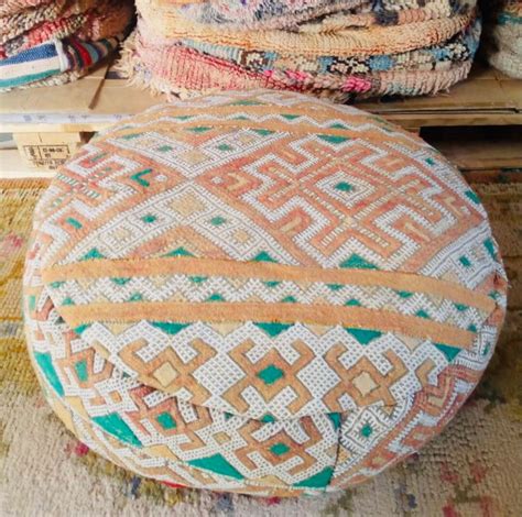 Round Kilim Pouf Multi Color Amazing Morocco.vintage Moroccan - Etsy