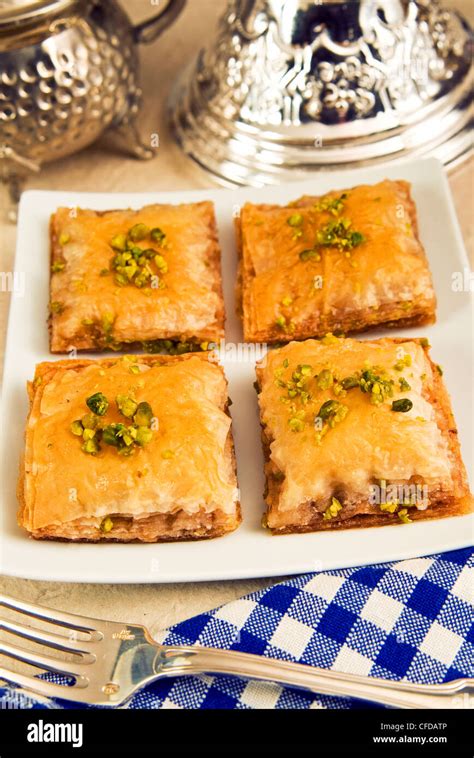 Baklava, sweet pastry made of layers of filo pastry filled with nuts ...