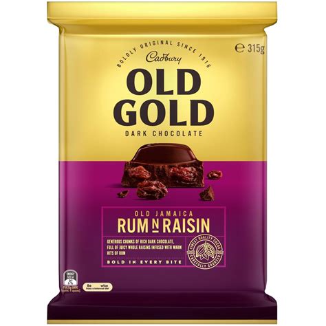 Cadbury Old Gold Dark Chocolate Old Jamaica Rum N Raisin 315g | BIG W