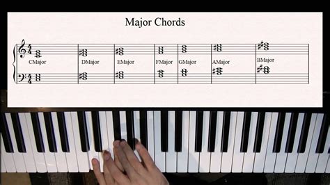 Learn to play piano 13 - Playing Major Chords Treble and Bass Clef - YouTube