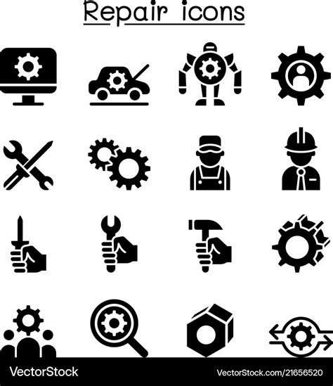 Repair fixing maintenance icon set Royalty Free Vector Image