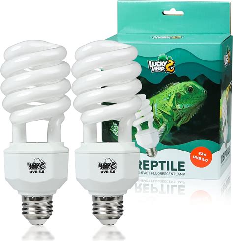 Amazon.com: LUCKY HERP 2 Pack UVA UVB Reptile Light, 23W 5.0 UVB Bulb ...