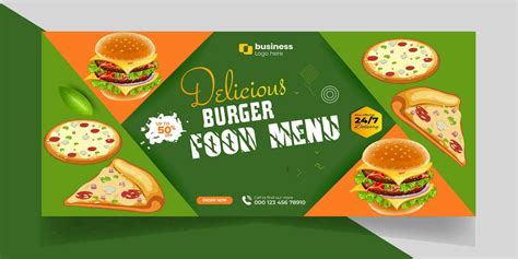 Delicious Fast Food Pizza banner with social media post template Banner ...