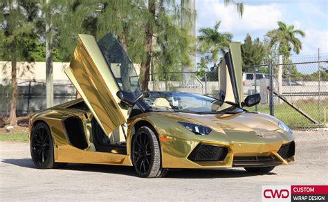 Gold Chrome Wrap Lamborghini Aventador