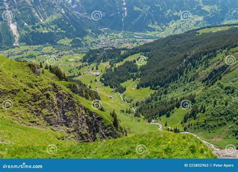 View of Grindelwald in the Valley from Grindelwald First Stock Image ...