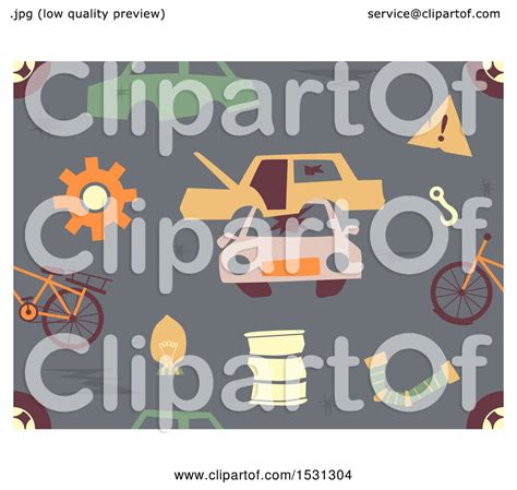 Clipart of a Seamless Wrecking Yard Background - Royalty Free Vector ...