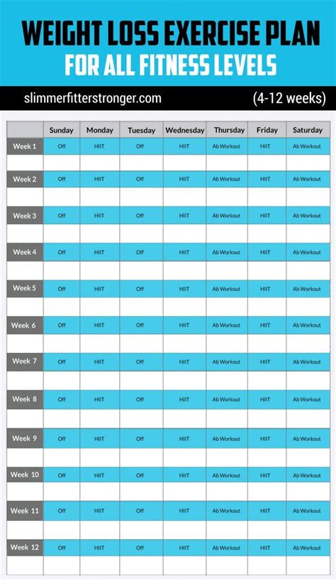 12 Week Workout Plan Template - Printable Word Searches