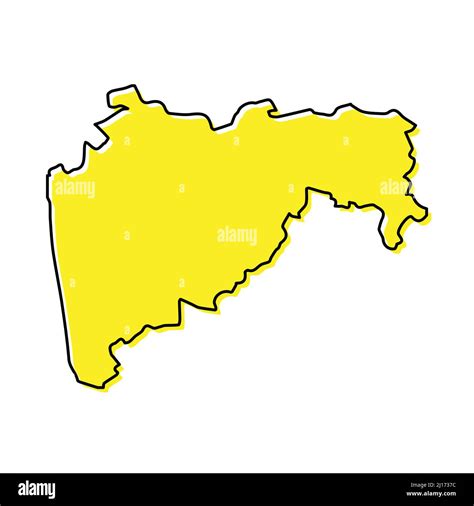 Simple outline map of Maharashtra is a state of India. Stylized minimal ...