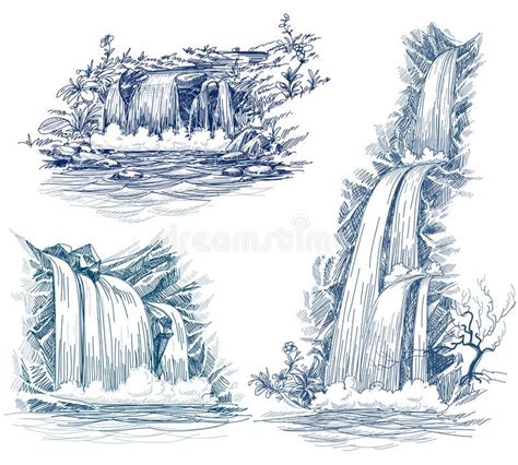 Water falls drawing stock vector. Illustration of fountainhead - 25695706 | Fall drawings ...