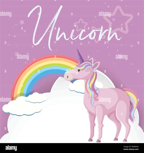 Purple unicorn and rainbow in sky illustration Stock Vector Image & Art ...