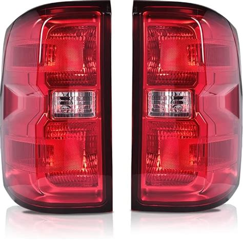 G-PLUS Rear Tail Light Brake Lamp W/Wiring Harness Compatible with 2014-2019 Silverado Red Lens ...