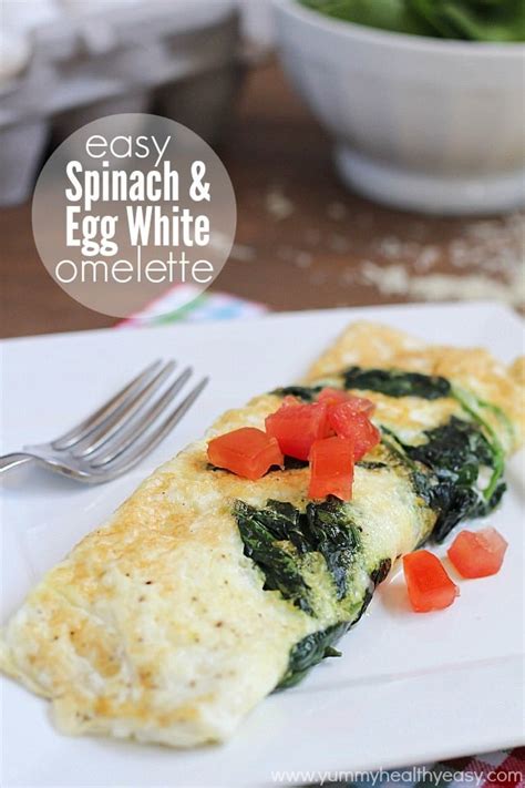 Easy Spinach & Egg White Omelette - Yummy Healthy Easy