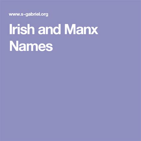 Irish and Manx Names | Irish, Manx, Irish history