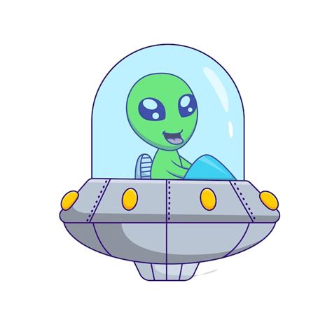 Premium Vector | Cute alien cartoon riding a ufo. Vector illustration