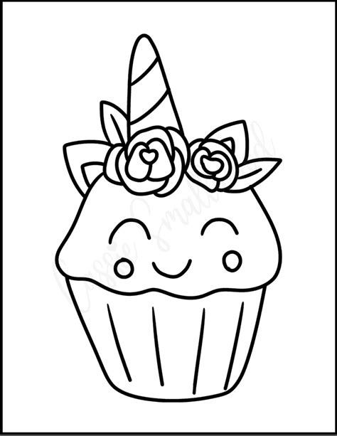 7 Cute Unicorn Cupcake Coloring Pages - Cassie Smallwood