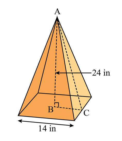 The slant height of the pyramid in the given figure below is in.