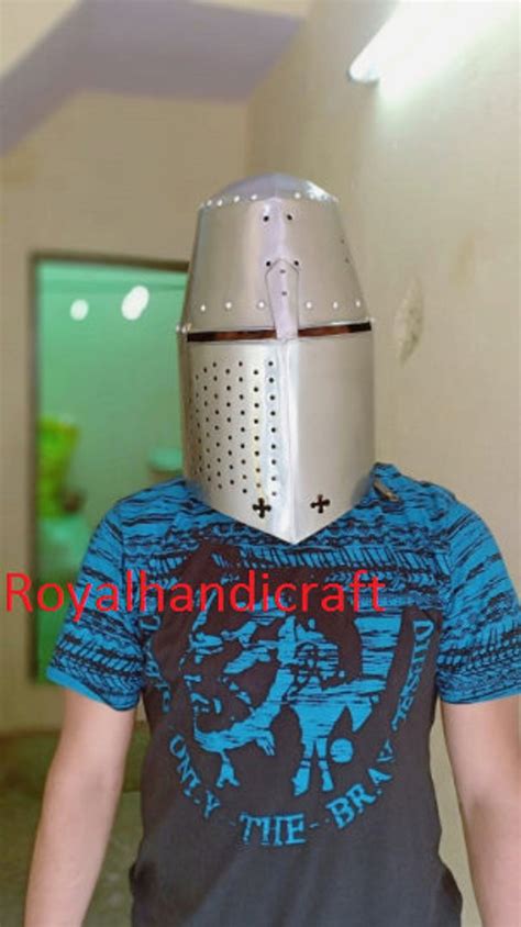 Medieval Knight Crusader Helmet Battle Warrior Helmet 18 Gauge Steel - Etsy