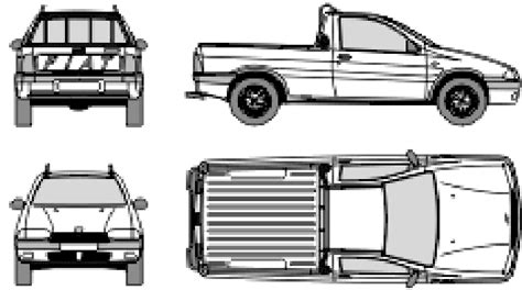 2002 Fiat Strada Pickup Truck blueprints free - Outlines