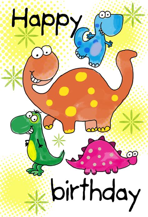 Four Cute Dinosaurs Birthday Card | Greetings Island