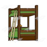 Abeka | Clip Art | Wooden Bunk Bed—with ladder
