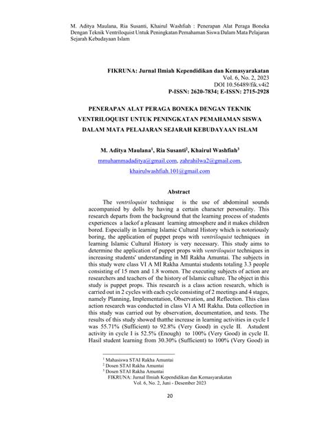 (PDF) A PENERAPAN ALAT PERAGA BONEKA DENGAN TEKNIK VENTRILOQUIST UNTUK PENINGKATAN PEMAHAMAN ...