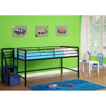 Boys' Twin Loft Bed with Storage Steps - Walmart.com