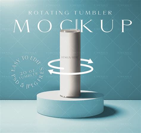 Rotating Tumbler Photoshop Mockup, 20oz Skinny Tumbler Wrap, Bottle ...